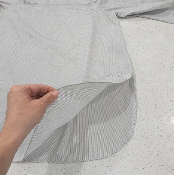 Tibi Revolve Cotton White Black Striped Off The Shoulder Tunic Top 3/4 Sleeve 10 - Picture 6 of 12